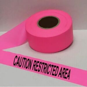 Caution Restricted Area Keep Out Tape, Fl. Pink     