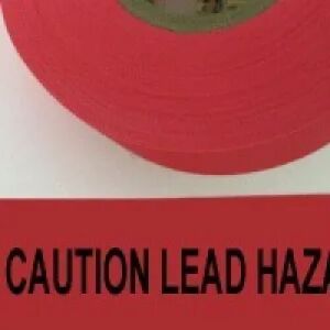 Caution Lead Hazard Tape, Fl. Red 
