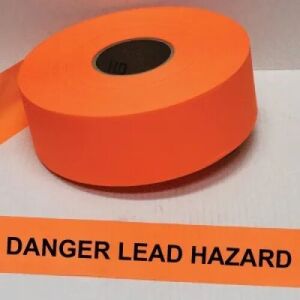 Danger Lead Hazard Tape, Fl. Orange