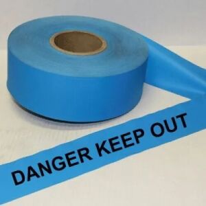 Danger Keep Out Tape, Fl. Blue  