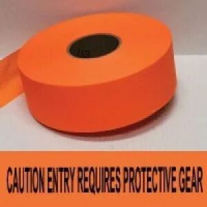 Caution Entry Requires Protective Gear,Fl. Orange  