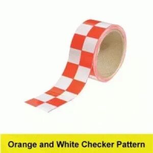 Hazard Warning Tape, Checkerboard, Orange/White  