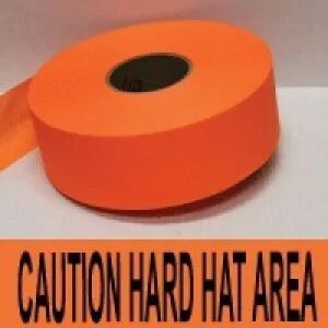Caution Hard Hat Area Tape, Fl. Orange  