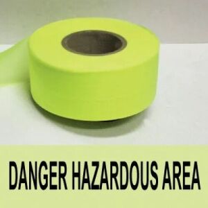 Danger Hazardous Area Tape, Fl. Yellow 