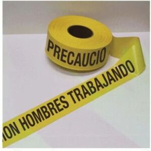 Precaucion Hombres Trabajando Cintas 