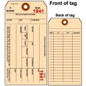 1 part Manila Colored Inventory Tag - Plain