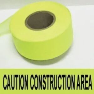 Caution Construction Area Tape, Fl. Lime   