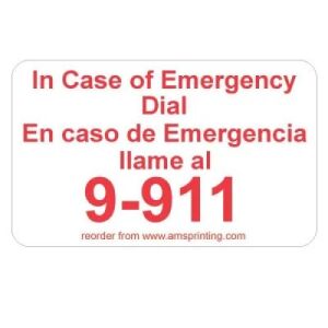 English/Spanish Emergency 9-911 Label, 1.25\