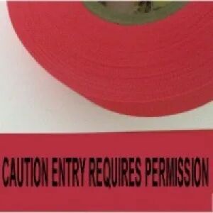Caution Entry Requires Permission Tape,Fl. Red  
