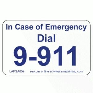 Emergency Dial 9-911 Label, 1.25\