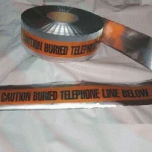Caution Buried Telephone Line Below-Black/Orange 