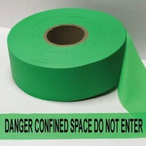 Danger Confined Space Do Not Enter Tape,Fl. Green