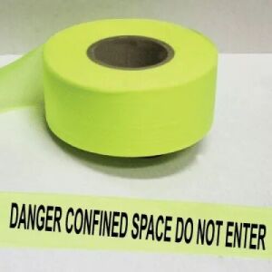 Danger Confined Space Do Not Enter Tape,Fl. Lime