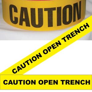 Caution Open Trench Tape, Fl. Yellow