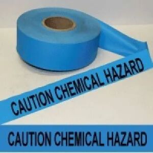 Caution Chemical Hazard Tape, Fl. Blue   