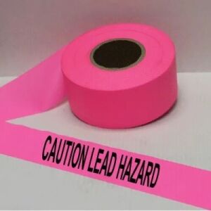 Caution Lead Hazard Tape, Fl. Pink 
