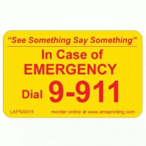 See Something Say Something Emergency 9-911 Label, 1.25\
