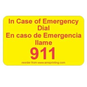 English/Spanish Emergency 911 Label, 1.25\