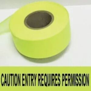 Caution Entry Requires Permission Tape, Fl. Lime  