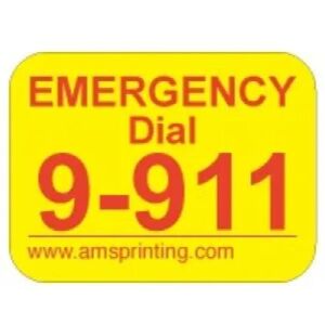 Emergency Phone 9-911 Label, 3/4\