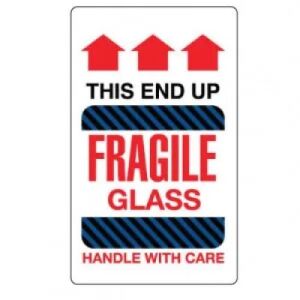 THIS END UP FRAGILE GLASS HANDLE WITH CARE Label
