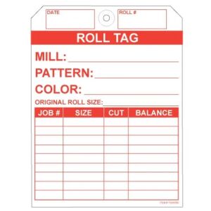 No Rip Carpet Roll Tags, White and Red Tyvek