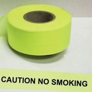 Caution No Smoking Tape, Fl. Lime  