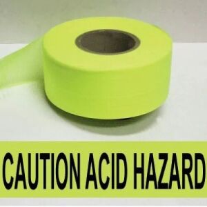 Caution Acid Hazard Tape (Fluorescent Lime)  