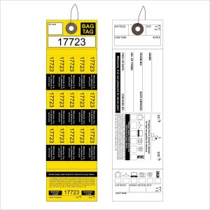 Yellow Colored Bag Claim Tag - 15 up Label & Tag Combo